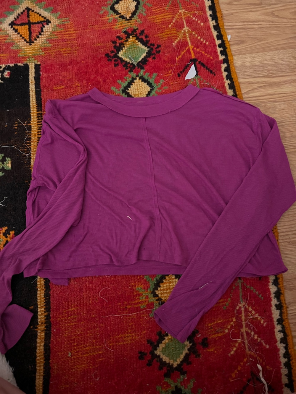 Free People Purple Long Sleeve Crop Top